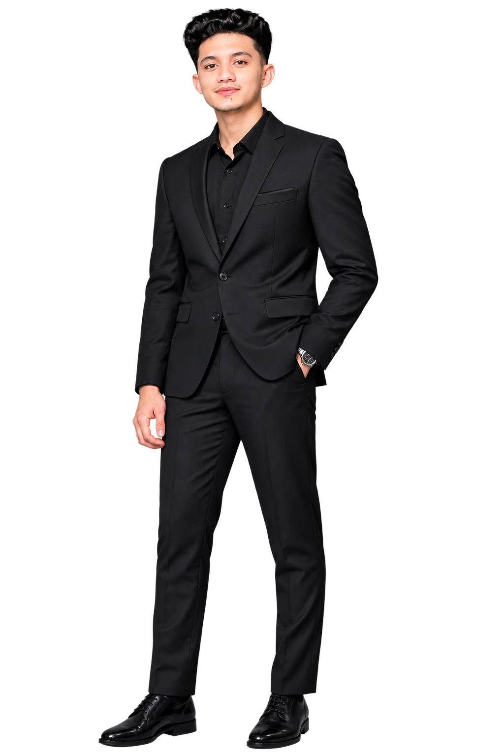 Freelance digital marketer in a professional black suit