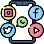 Social media marketing and social platforms icon