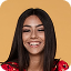 Smiling young woman with long dark hair